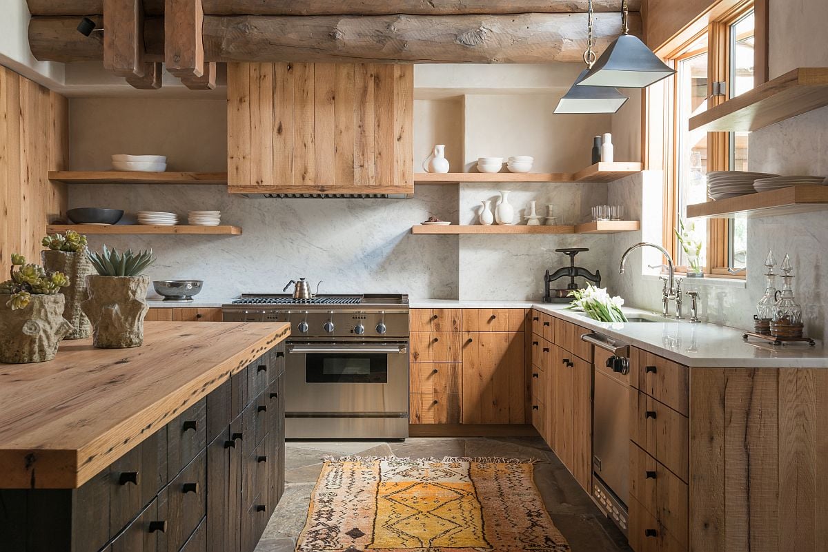Rustic wood kitchen cabinets discount